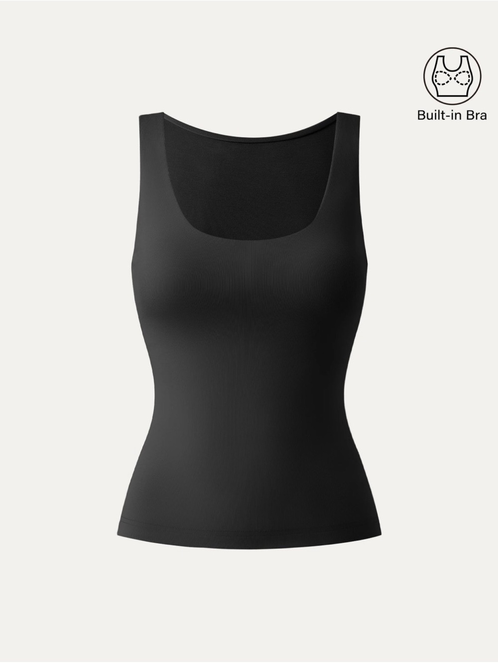 NWT OGL Light Cotton Rib U-neck New Airy Bra Tank Black Size S